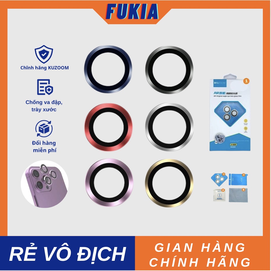 Kính cường lực bảo vệ camera [LOẠI A1] KUZOOM dành cho iPhone14Promax/14Pro/14Plus/14/13Promax/13Pro/13/12Promax/12/11