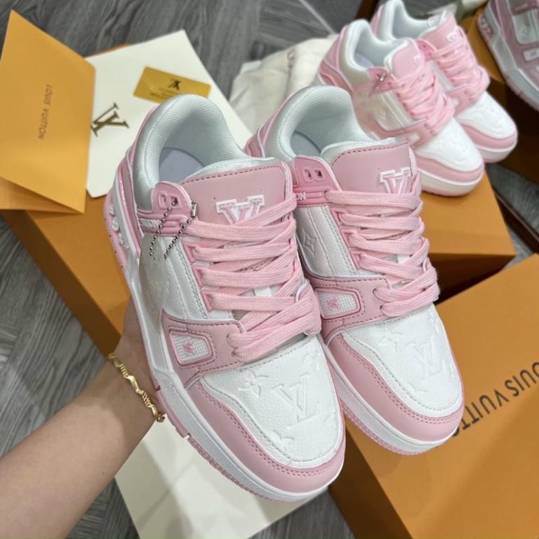 Giày sneaker LV Hồng Trắng, Giày Luôn Vui Tươi Màu Hồng Cao Cấp Tặng Full Box Bill