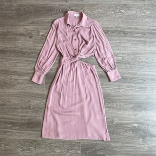 Đầm H@BBS sơ mi TD khoét xoắn eo