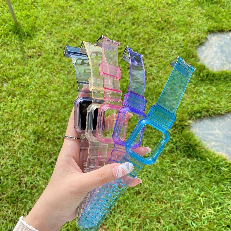 Ốp Silicone Trong Suốt Có Dây Đeo Cho Đồng Hồ Apple iWatch series 8 3 6 se 7 44mm 40mm 45mm 41mm 42mm 38mm