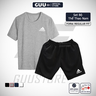 Bộ Quần Áo Thể Thao Nam SET ADDAS TRẮNG S01 Set Đồ Cổ Tròn Tay Ngắn Quần Đùi Thun Tập Gym