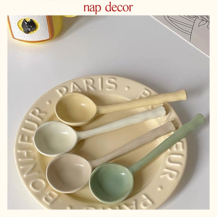 Đĩa gốm sứ màu pastel cao cấp, đĩa sứ Bonheur Paris, đĩa gốm sứ decor trang trí phong cách Hàn Quốc