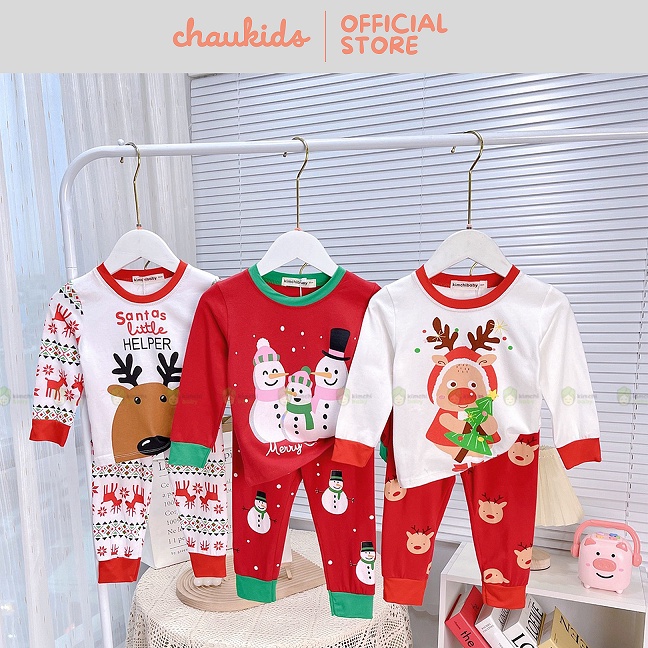 Bộ Giáng Sinh Cho Bé Trai, Bé Gái KIMCHIBABY Vải Cotton 100% Túi Zip Organic Mùa Noel 2021 KWTD2114