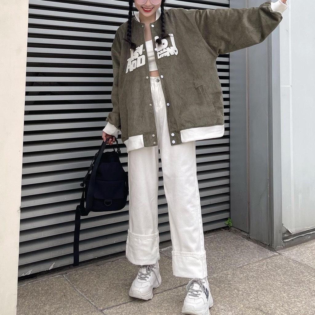 Áo bomber nhung tăm 2 màu
