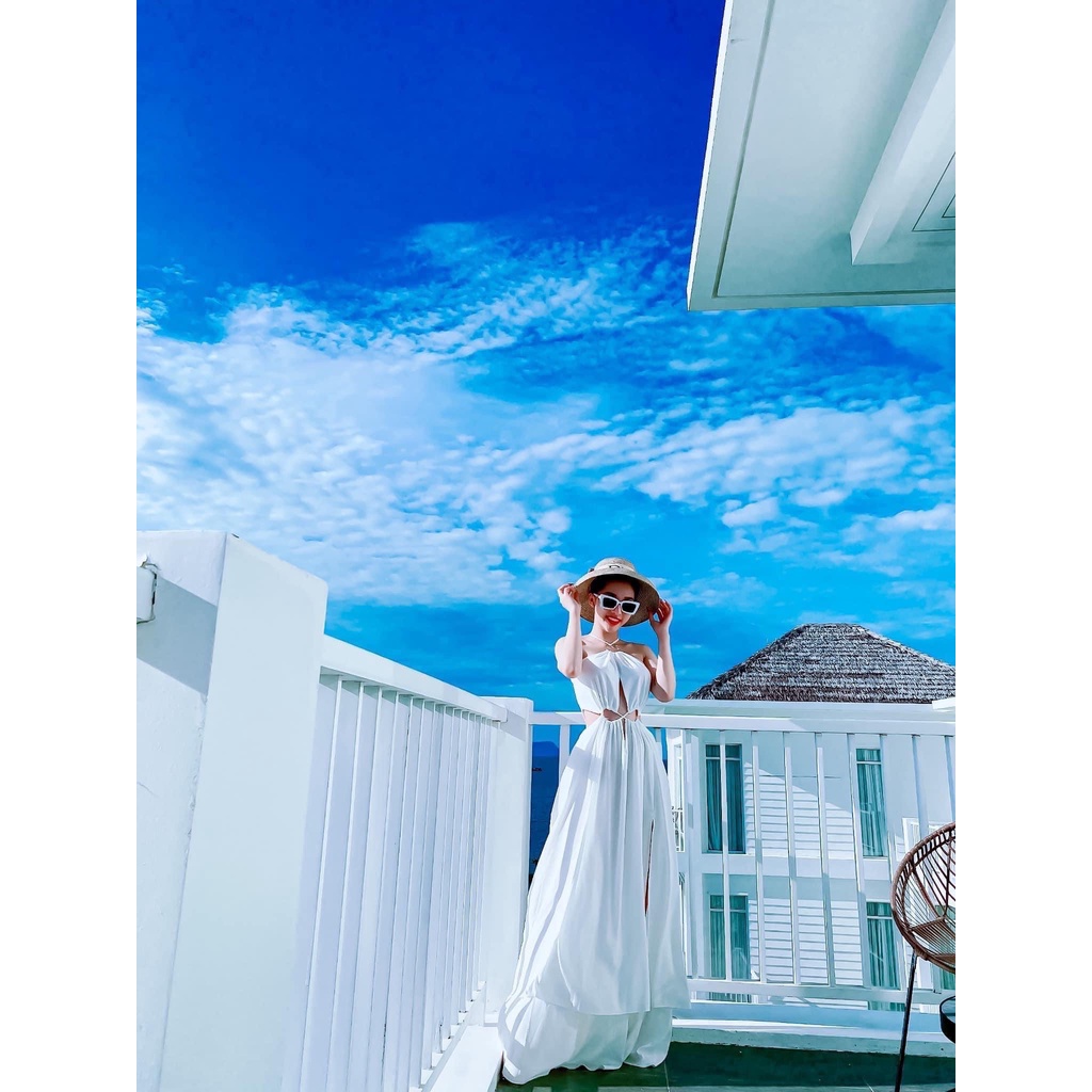 Đầm maxi khoét eo