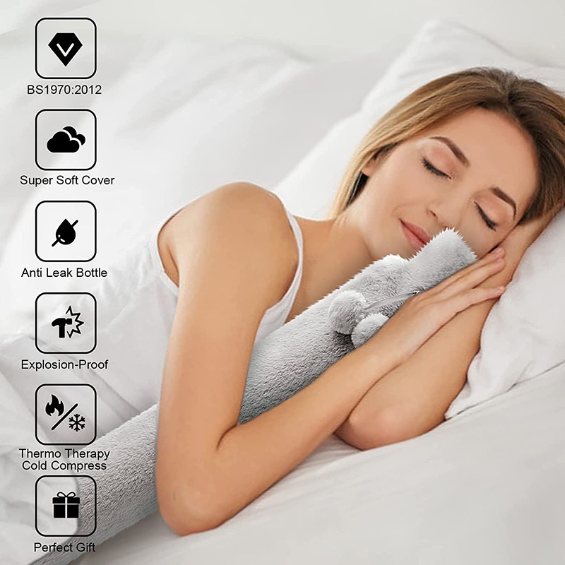 Túi Chườm Nóng Giữ Ấm Tay Bằng Cao Su Phủ Lông Chống Nổ Dây Thắt Dài CRD