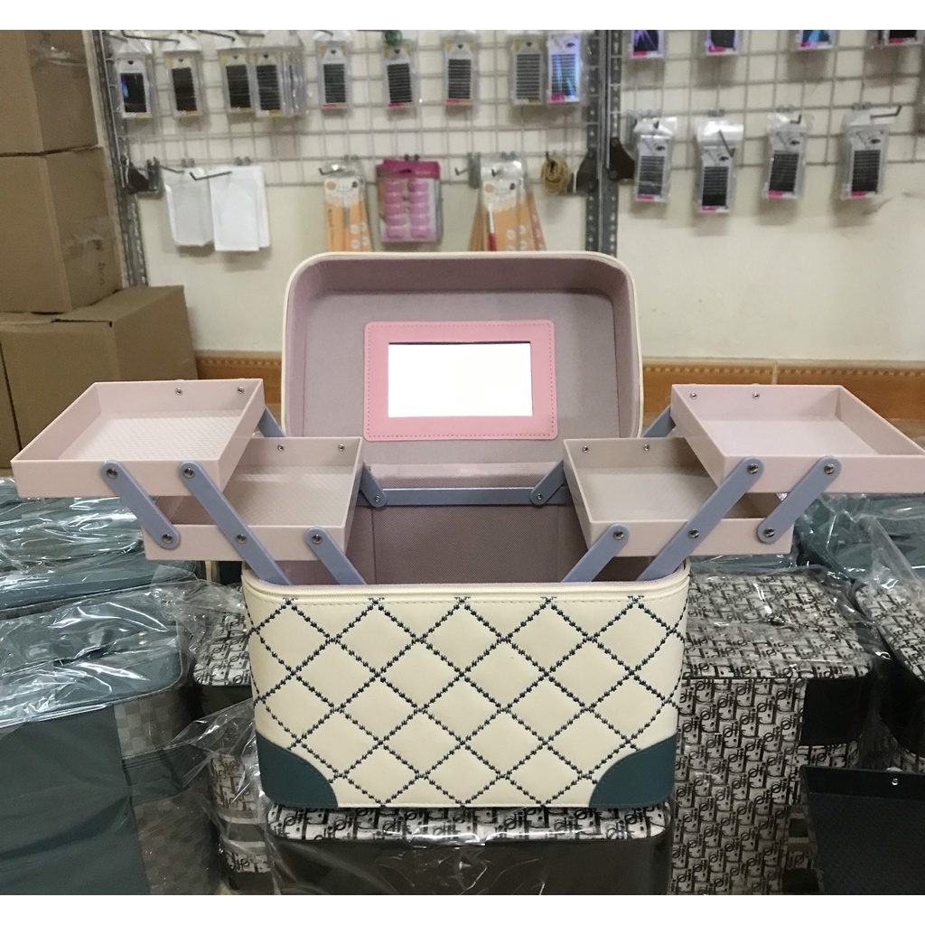 Cốp Đựng Mỹ Phẩm Trang Điểm, Nối Mi, Nail, Phun Xăm ,Tủ Đựng Phụ Kiện,Hộp 2 Tầng Đựng Đồ Nghề  Make Up