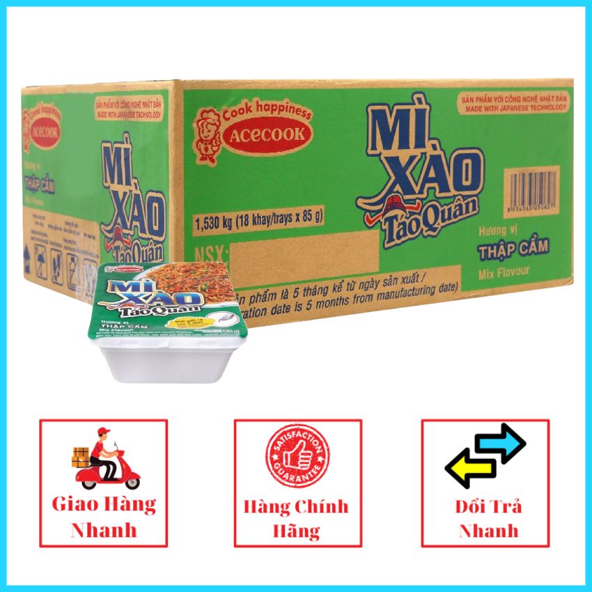 Mì Xào Táo Quân Thập Cẩm, Thịt Bằm Sốt Cà Chua 85G x18 Khay MMXTQ01