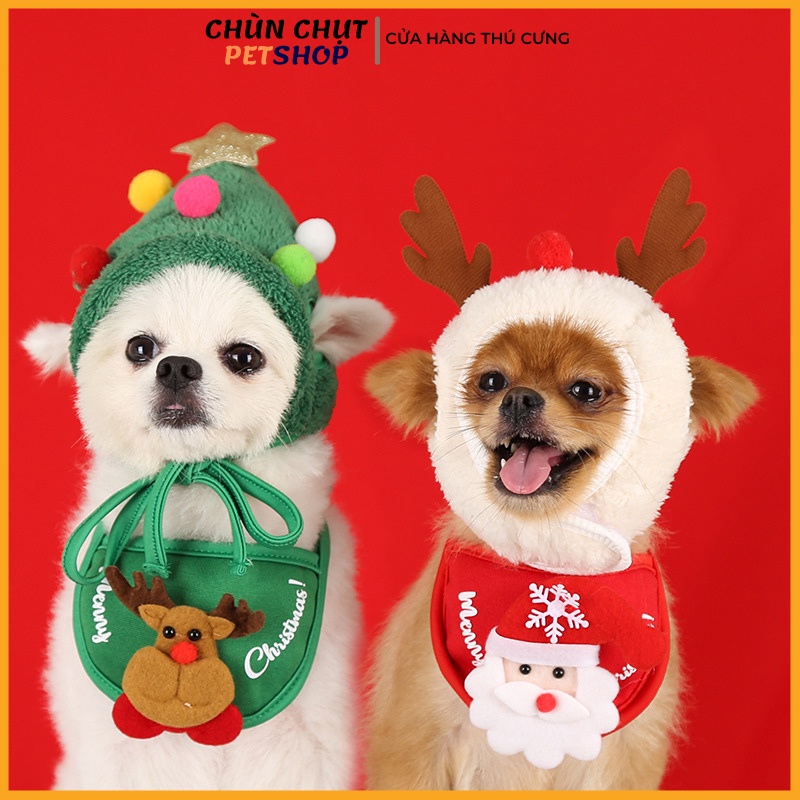 Phụ Kiện Giáng Sinh Mũ Yếm Cho Thú Cưng Ấm Áp Mùa Noel - ChunChut PetShop