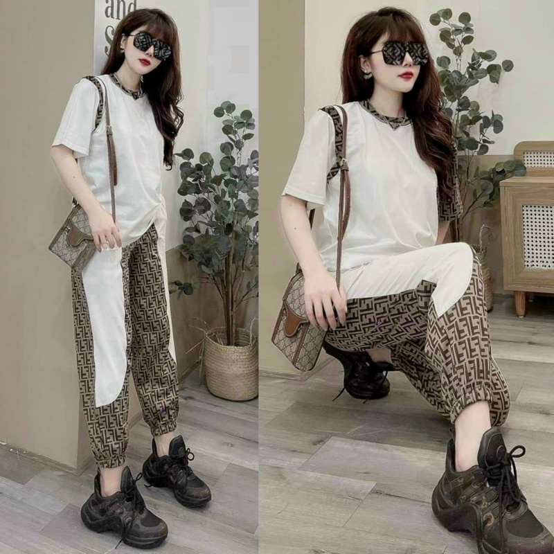 SÉT BỘ THUN QUẦN DÀI PHỐI CHỮ FF