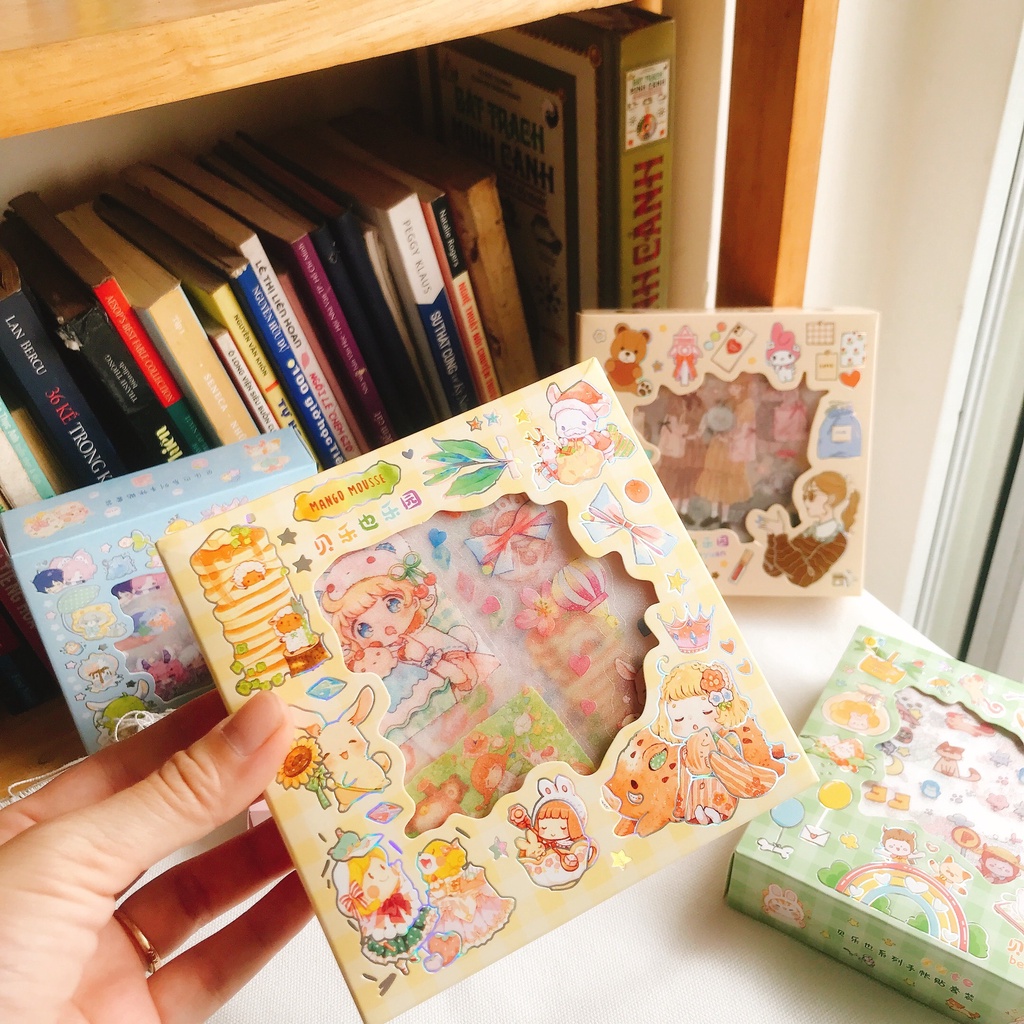 Hộp 8 sticker cute, hình dán dễ thương cho bé