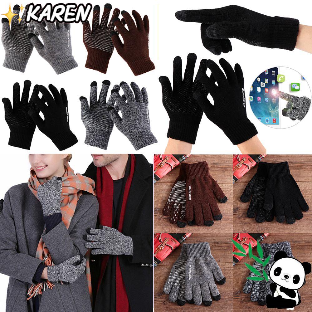 Găng Tay Len Dệt Kim Chống Trượt Giữ Ấm Cho Nam Và Nữ