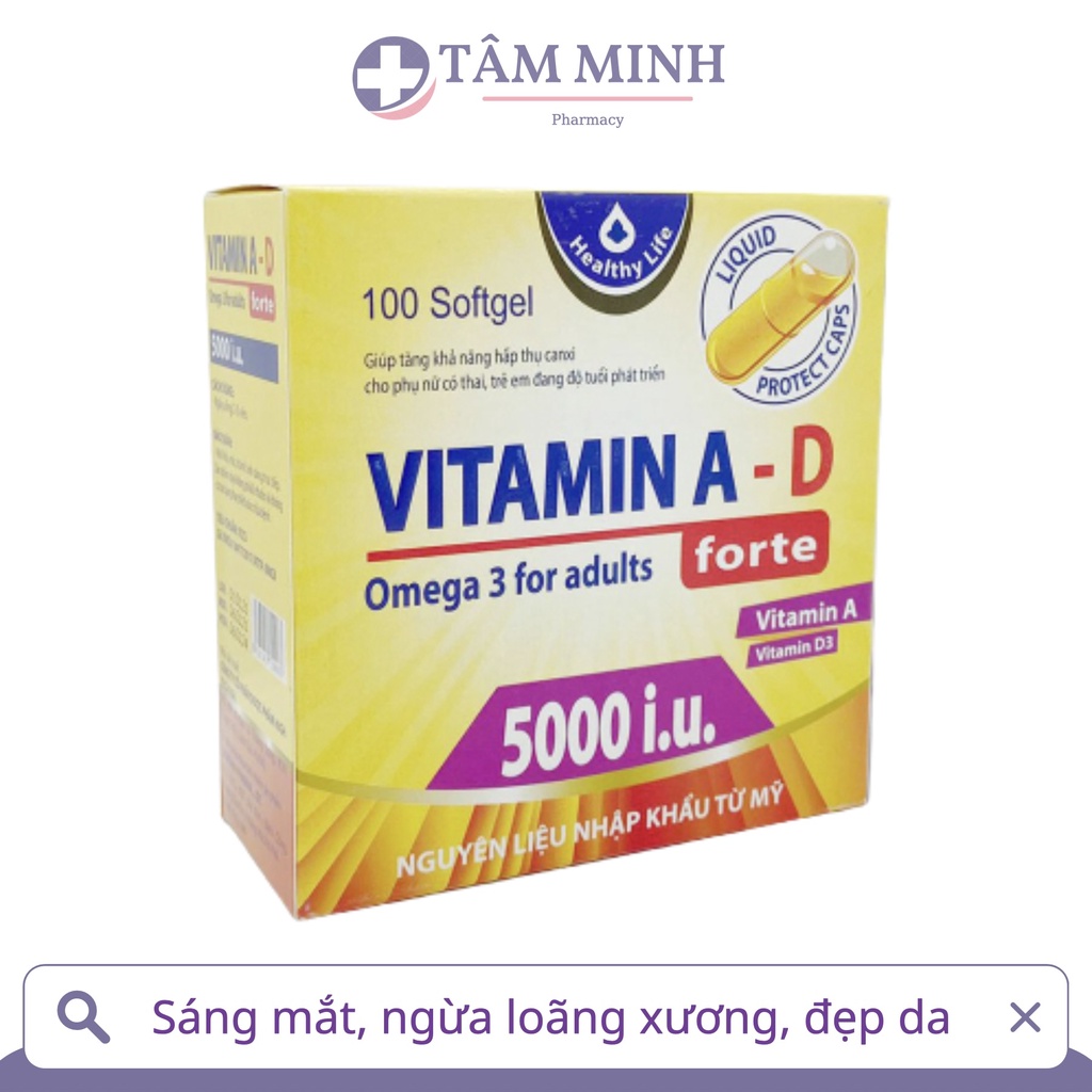 VITAMIN A D ĐẸP DA, SÁNG DA, MỜ THÂM, CHỐNG LÃO HOÁ AD 5000 IU
