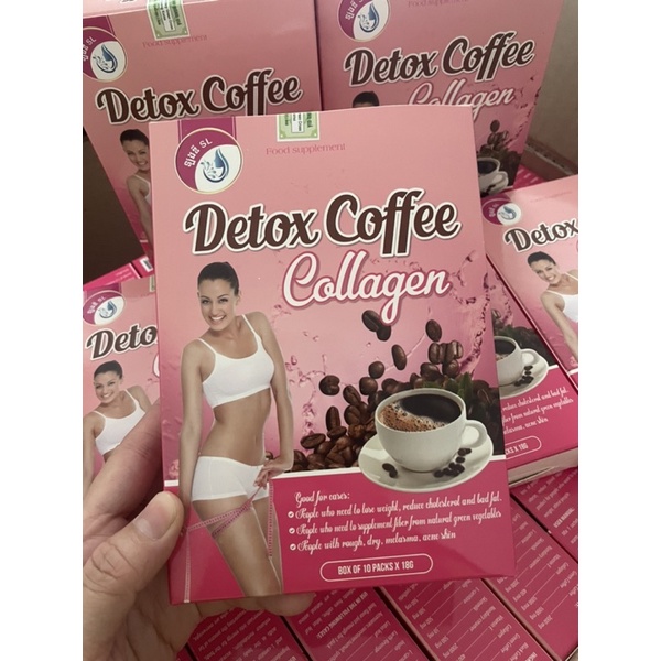 Hộp 10 gói Cà phê Detox Collagen giảm cân an toàn hiệu quả