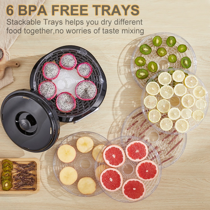 Máy sấy thực phẩm và trái cây 6 tầng thương hiệu Biolomix BFD806 BPA FREE - Hàng Nhập Khẩu