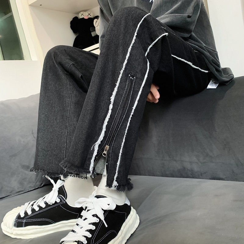 Quần Jean Đen Dáng Suông Rộng Phong Cách Đường Phố Thời Trang Mùa Hè Cho Nam