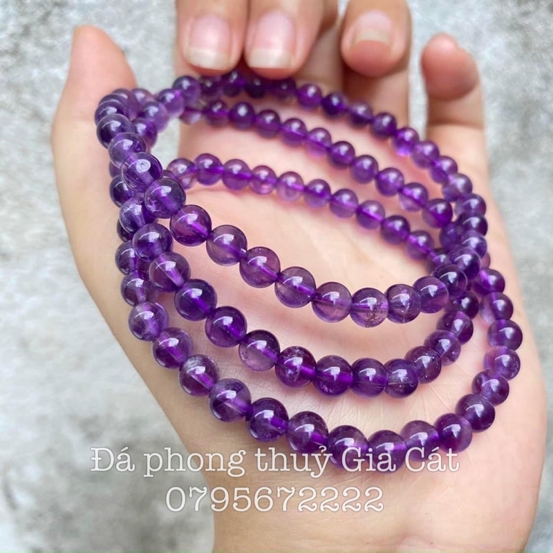 Vòng tay ThachAnh tím 5A quấn 3 vòng kiểm định