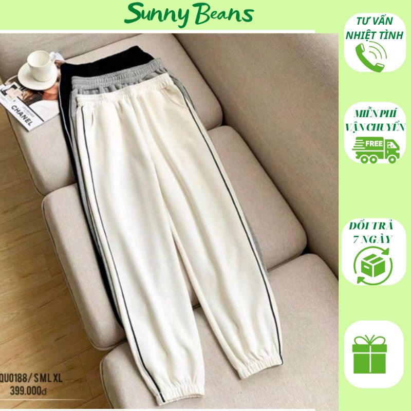 Quần viền cạp chun kiểu dáng hàn quốc form suông có đủ size ba màu : đen, trắng, xám