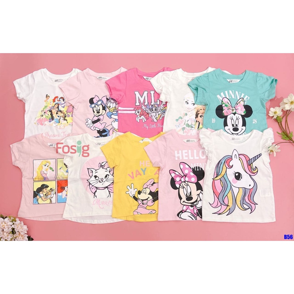 Áo Thun Tay Ngắn Bé Gái - Hồng Công Chúa, Hồng MLP, Navy Công Chúa, Trắng Dream Team