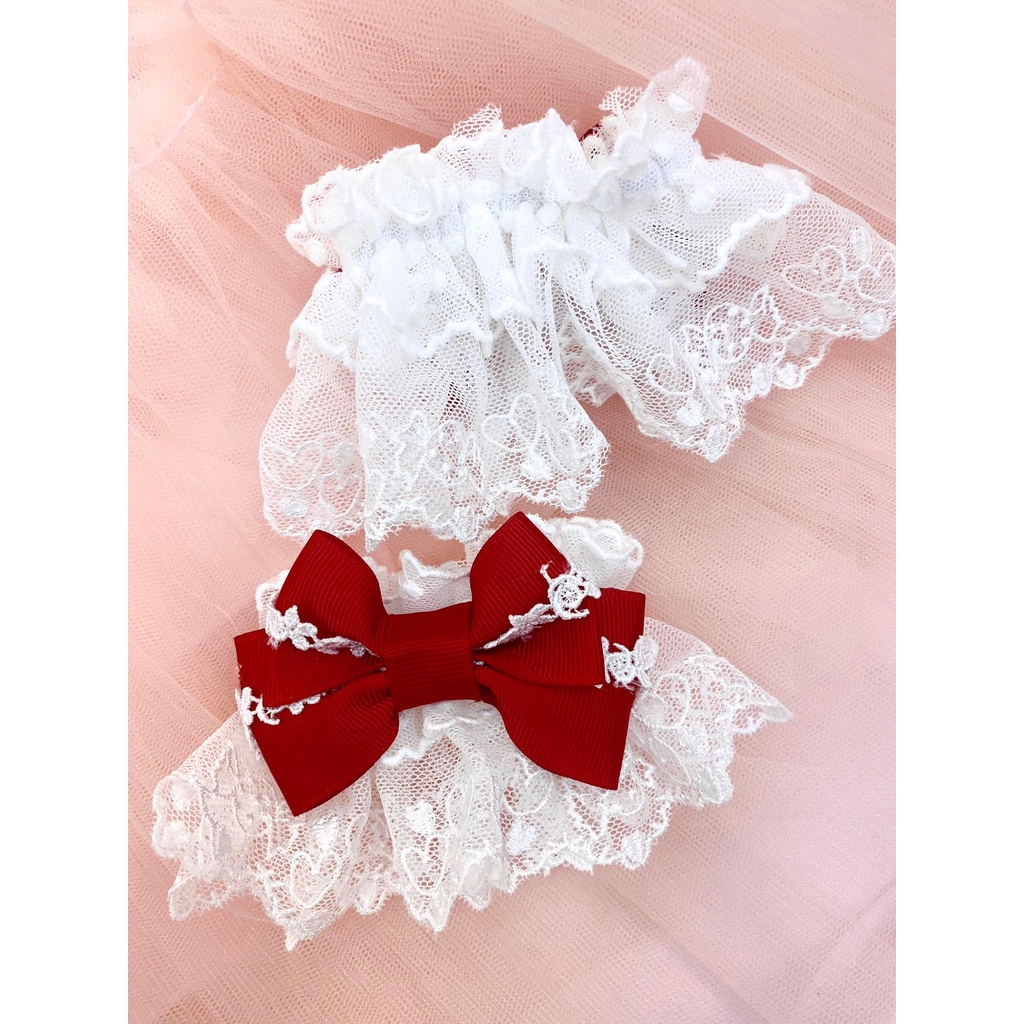 ⚡HOT⚡ Ren cổ tay Wristcuff đỏ/ đen phối ren trắng phụ kiện Lolita siêu xinh