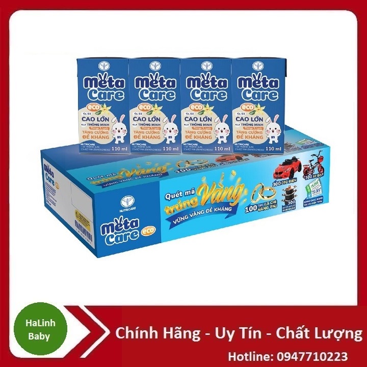 QUÉT MÃ TRÚNG VÀNG Sữa bột pha sẵn Metacare 110ml thùng 48hộp Date mới nhất