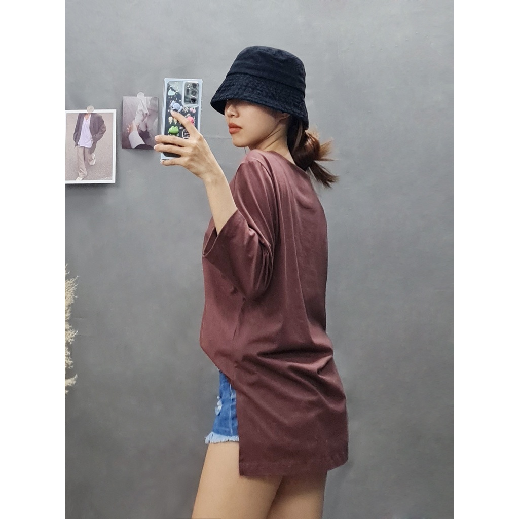 C0268 - Áo thun F2F cổ tròn, tay lửng, xẻ lai, in chữ ” I know how I feel” phối nhũ