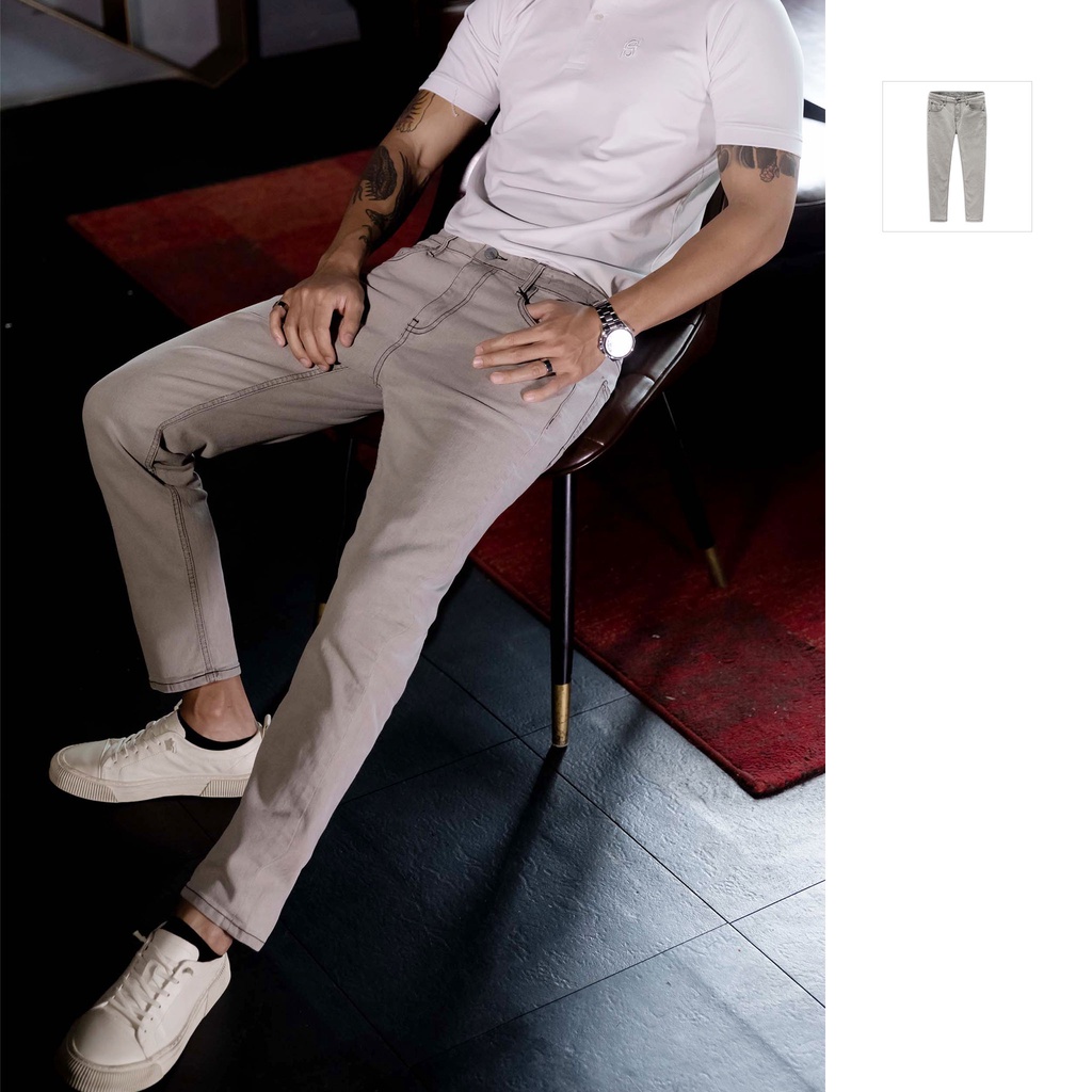 Quần Jean Nam SlimFit Moss Grey , Chất Vải Cotton Pha Spandex Thoải Mái , QJ004277 ,SOMEHOW