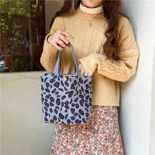 Túi tote vải corduroy in họa tiết chú gấu xinh xắn cho nữ