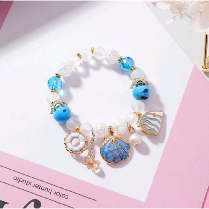 Vòng tay, lắc tay đá charm con cá đại dương xanh xinh xắn