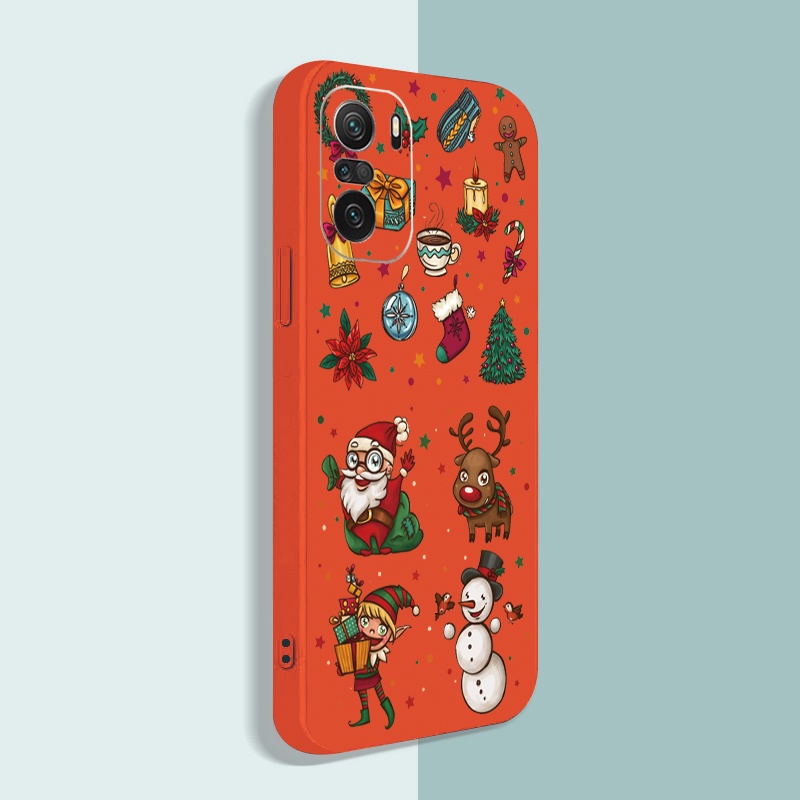 Ốp Điện Thoại Silicon Mềm Viền Vuông Hình Giáng Sinh Năm Mới Cho Xiaomi Redmi Note 10 Pro 9S 9A POCO X3 NFC M3 Pro 5G 2023