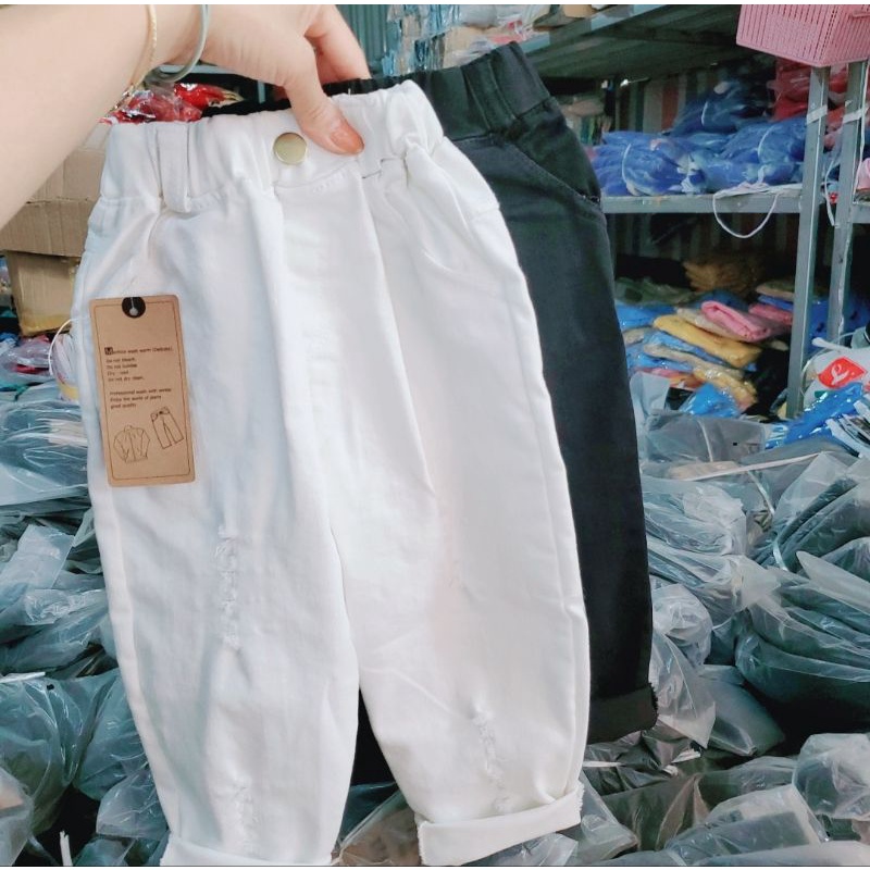 Quần dài kaki bé trai đen trắng chất đẹp co dãn