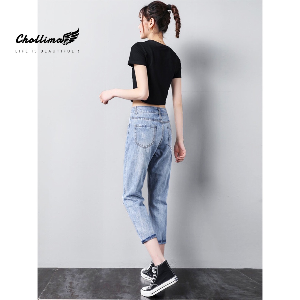 Quần jeans nữ Chollima ống nhỏ rách QD251 ulzzang phong cách hàn quốc trẻ trung năng động