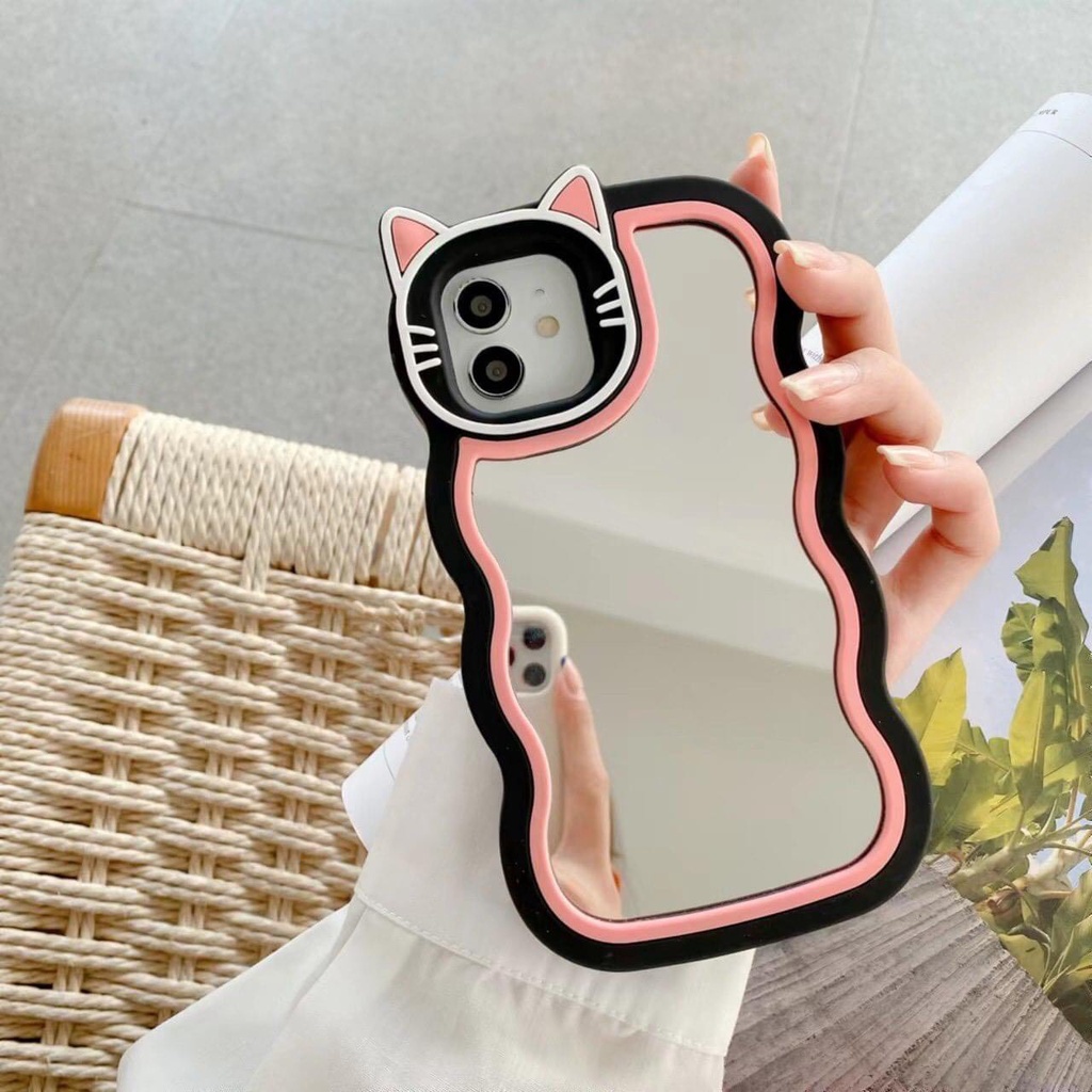 ỐP TAI MÈO LƯỢN SÓNG LƯNG GƯƠNG CUTE