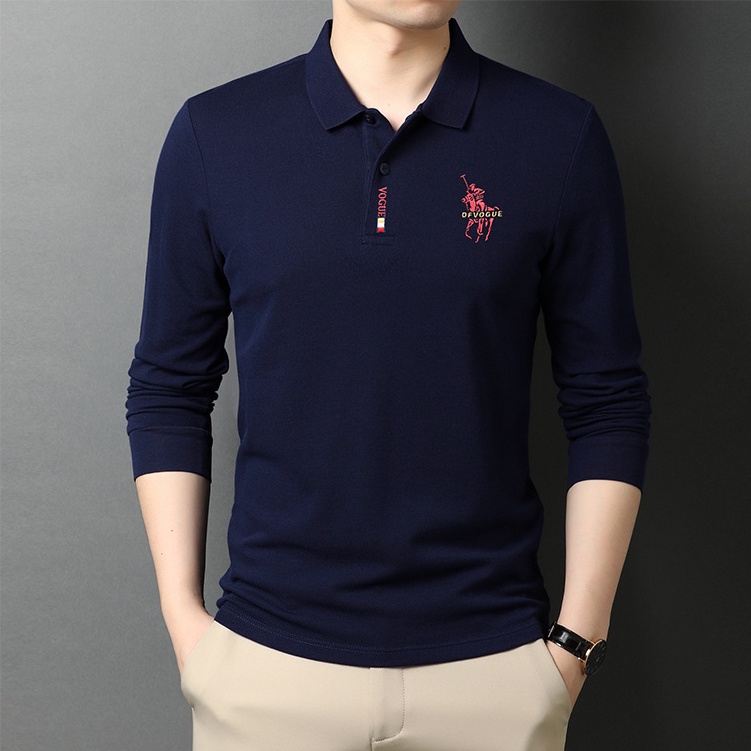 Áo Thun Polo Tay Dài 100% Cotton Màu Trơn Thời Trang Dành Cho Nam