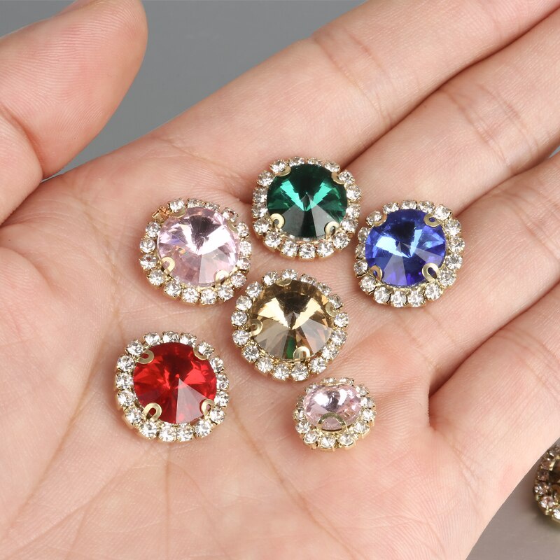 Khóa Cài Kính / Giày / Váy Cưới Hình Tròn Đính Đá Lấp Lánh Sang Trọng Diy