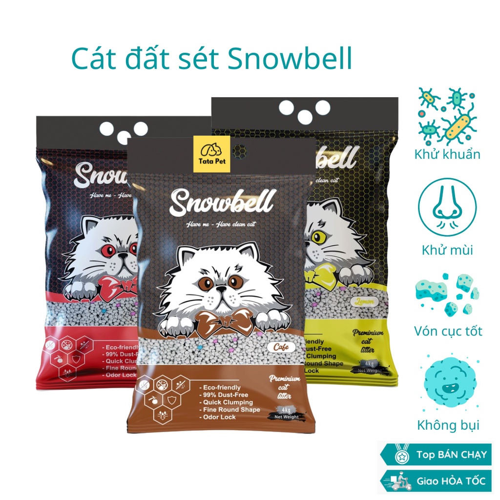 Cát vệ sinh cho mèo Snowbell mùi Cafe - Cát đất sét giá rẻ cho mèo - cát than hoạt tính mùi cafe