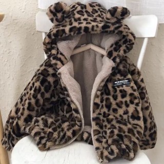 Áo Khoác Giả Lông Thú Giữ Ấm Tai Họa Tiết Da Báo Thời Trang Thu Đông Dành Cho Trẻ Em