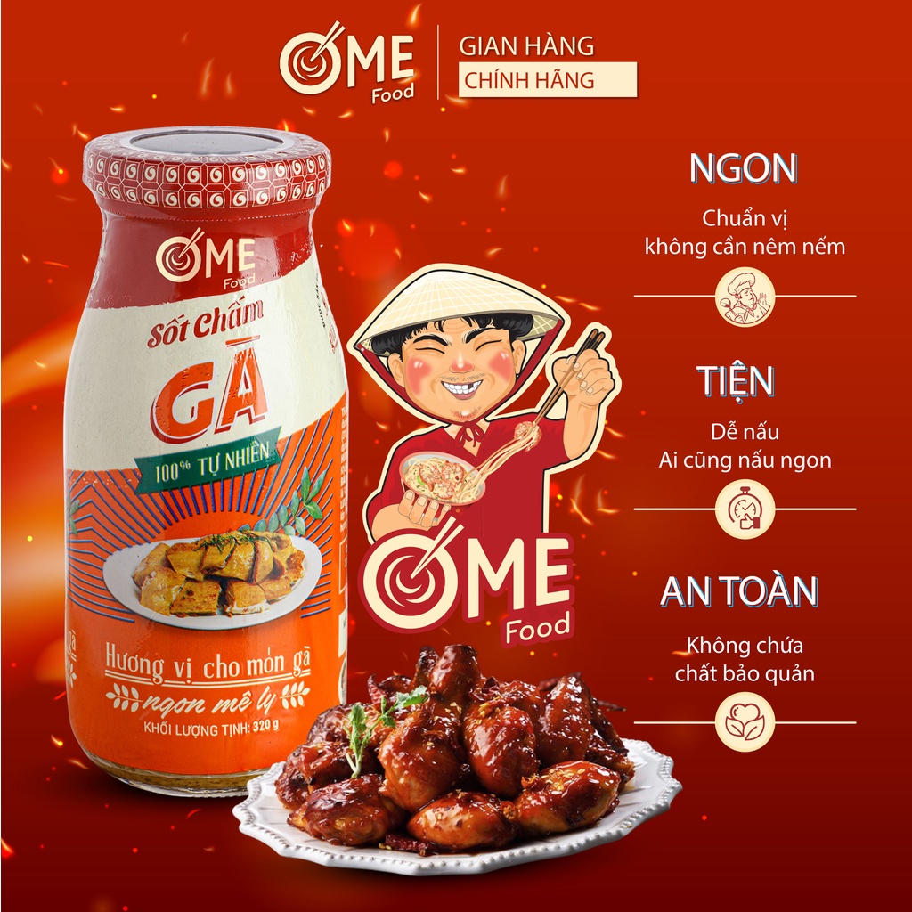 Nước Chấm Gà OME FOOD Gia Vị Chấm Nước Sốt Nêm Sẵn Tiện Lợi 320gr