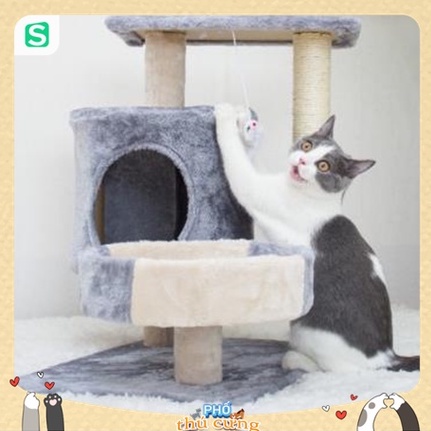 Nhà Cây Cho Mèo - Cattree Nhà Mèo 3 Tầng Có Trụ Cào Móng Cho Mèo