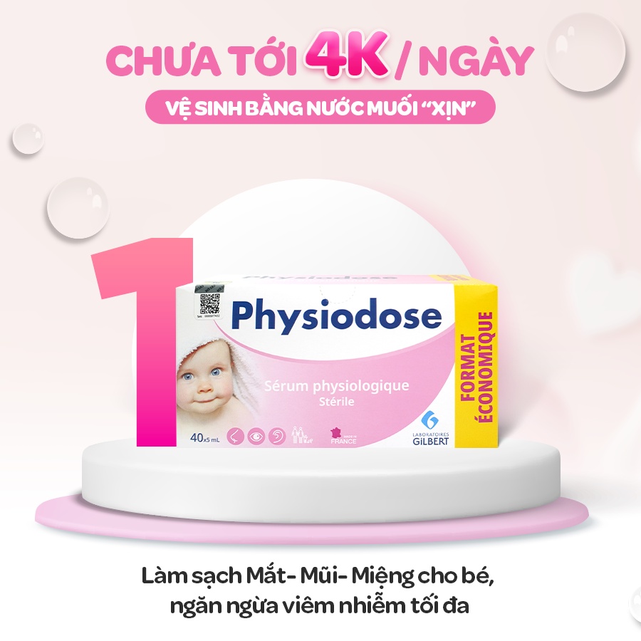 [QUÀ TẶNG KHÔNG BÁN] Combo 5 Ống Nước Muối Sinh Lý Physiodose Và 5 Gói Gạc Dr.Papie