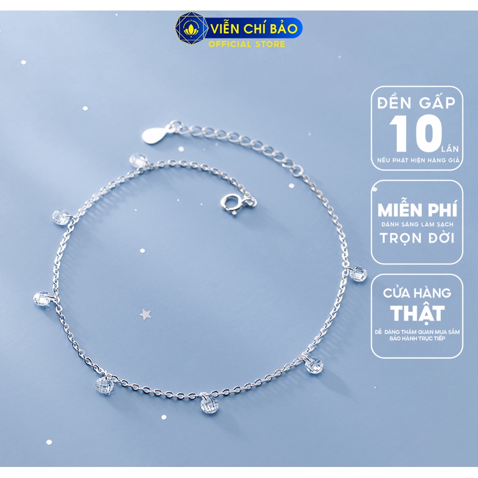 Lắc chân đá pha lê chất liệu bạc Thái 925 thời trang phụ kiện trang sức nữ Viễn Chí Bảo L200071