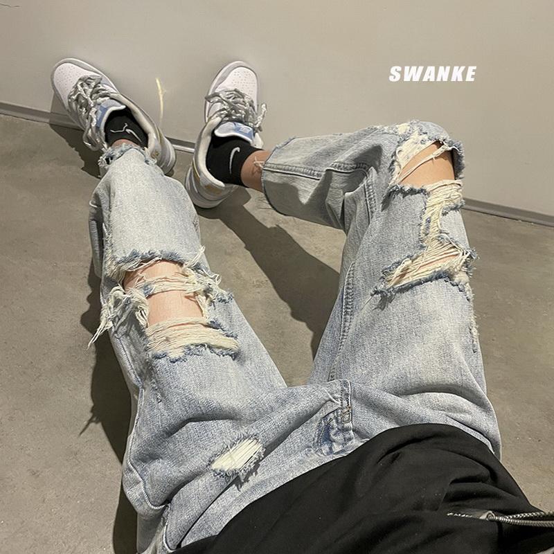 Plus Áo Khoác jeans Rách Phong Cách Đường Phố Cá Tính Cho Nam