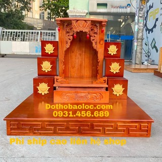Combo 2 Bộ Bàn thờ Thần tài gỗ xoan ,Bàn kê gỗ sồi, Bục kê, bục tam cấp gỗ sồi đặt bàn thần tài thổ địa