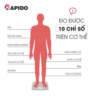 Cân Điện Tử Theo Dõi Sức Khoẻ Bluetooth Rapido