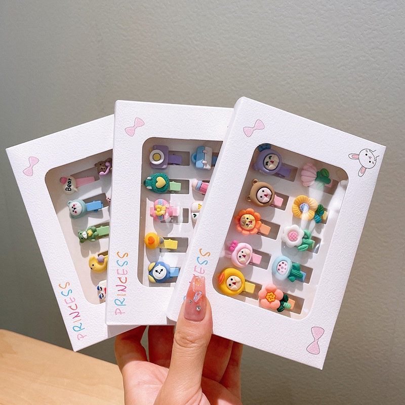 Bộ Kẹp Tóc Mini Họa Tiết Hoạt Hình Dễ Thương Cho Bé Gái