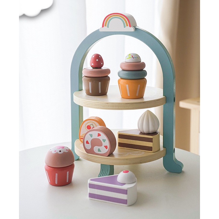 Bộ đồ chơi tháp bánh kem gỗ TOYSTORE tháp bánh Kabi bằng gỗ an toàn cho bé