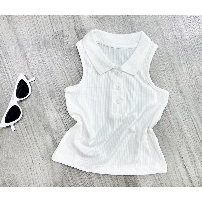 Set chân váy jean áo polo cho bé hình thật