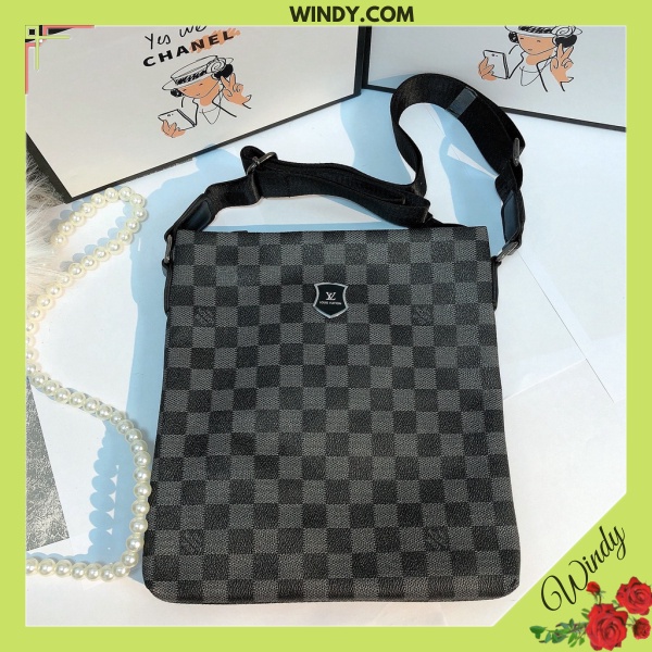 Túi đeo chéo nam lv vừa ipad họa tiết kẻ ô lv sang trọng chất da mềm đẹp WD885