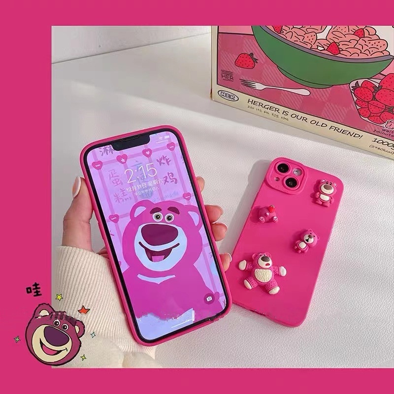 Ốp Điện Thoại Tpu In Hình Gấu Dâu Tây Mary Cho IPhone 11 12 13 14 Pro Max Mini 6 6S 7 8 Plus SE 2020 X XR XS Max