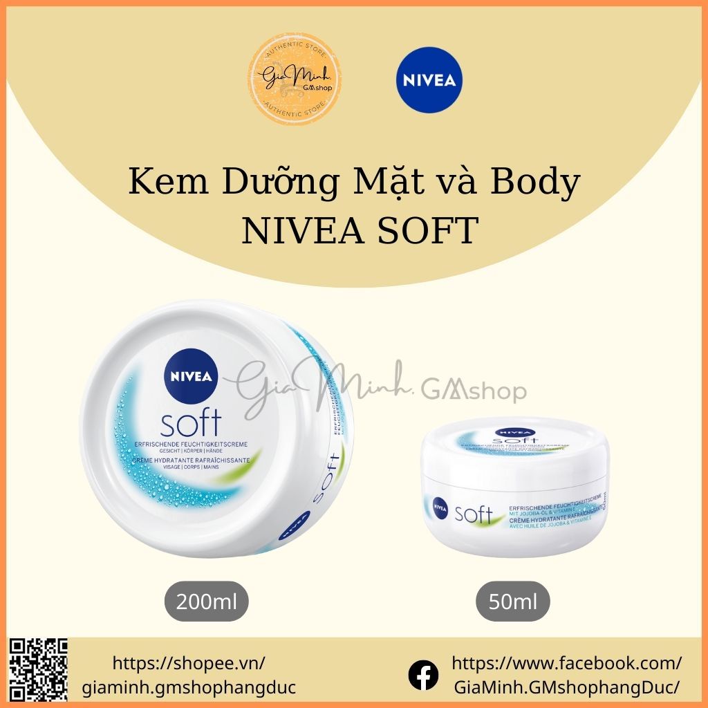 Kem dưỡng ẩm Da Mặt & Body NIVEA SOFT creme, làm mềm, sáng da, chống lão hóa - Nội Địa Đức